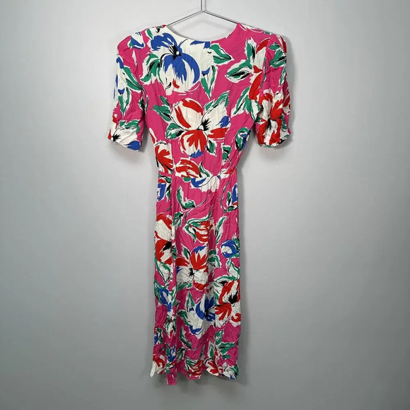 Vintage Abstract Pink Midi Dress 14 - Picture 4 of 4